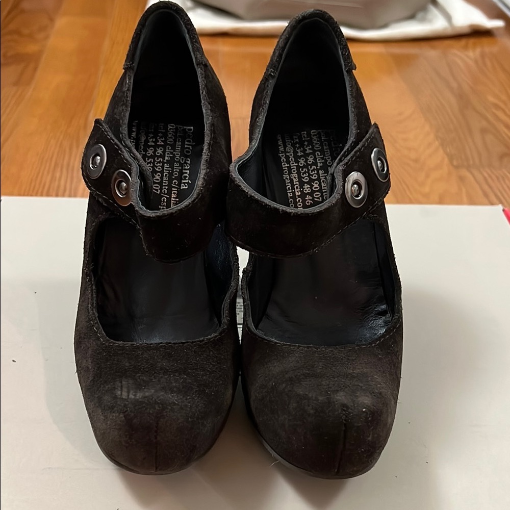 Pedro Garcia Dark Brown Suede Mary Jane Heels